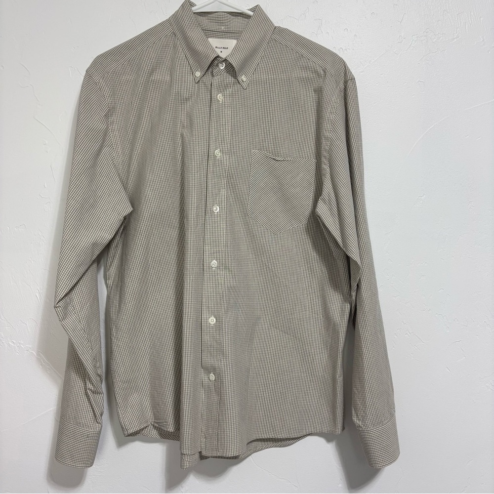 Billy Reid Medium Men's Button Front Long Sleeve Dress Shirt Neutral Standard